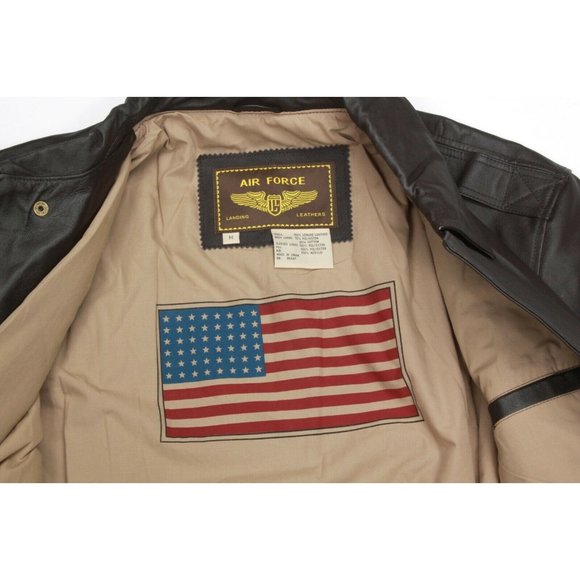 LANDING LEATHERS AIR FORCE Style Mens Brown Bomber Flight Jacket size Medium - Picture 4 of 4
